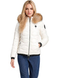 BLAUER D Piumino cappuccio Aldie pelliccia onde bianco