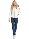 BLAUER D Piumino cappuccio Aldie pelliccia onde bianco