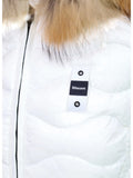 BLAUER D Piumino cappuccio Aldie pelliccia onde bianco