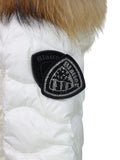 BLAUER D Piumino cappuccio Aldie pelliccia onde bianco
