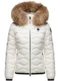 BLAUER D Piumino cappuccio Aldie pelliccia onde bianco