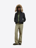 BLAUER D Piumino cappuccio Aldie pelliccia onde NERO/BEIGE
