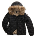 BLAUER D Piumino cappuccio Aldie pelliccia onde NERO/BEIGE