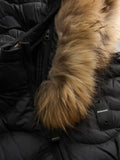 BLAUER D Piumino cappuccio Aldie pelliccia onde NERO/BEIGE