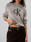 CK J D COL Maglioncino bicolor a coste mock neck nero
