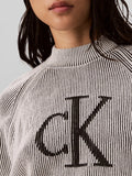 CK J D COL Maglioncino bicolor a coste mock neck nero