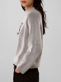 CK J D COL Maglioncino bicolor a coste mock neck nero