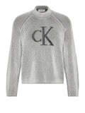 CK J D COL Maglioncino bicolor a coste mock neck nero