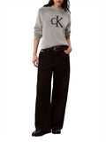CK J D COL Maglioncino bicolor a coste mock neck nero