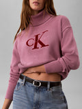 CK J D COL Pullover collo alto logo lilla