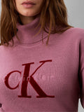 CK J D COL Pullover collo alto logo lilla