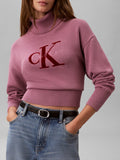 CK J D COL Pullover collo alto logo lilla