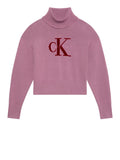 CK J D COL Pullover collo alto logo lilla