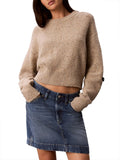 CALVIN KLEIN JEANS Maglioncino girocollo donegal cropped avena