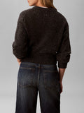 CALVIN KLEIN JEANS Maglioncino girocollo donegal cropped GRIGIO SCURO