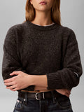CALVIN KLEIN JEANS Maglioncino girocollo donegal cropped GRIGIO SCURO