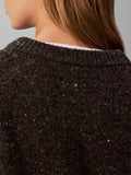 CALVIN KLEIN JEANS Maglioncino girocollo donegal cropped GRIGIO SCURO