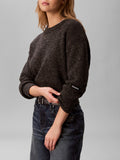 CALVIN KLEIN JEANS Maglioncino girocollo donegal cropped GRIGIO SCURO