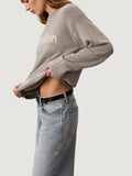 CK J D PRE Maglioncino gircollo con logo a contrasto grigio