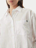 CK J D PRE Camicia in popeline di cotone jacquard loghi allover bianco