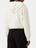 CK J D PRE Felpa cropped con cappuccio Terry logo avorio