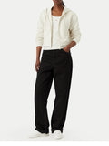 CK J D PRE Felpa cropped con cappuccio Terry logo avorio