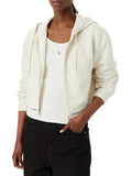 CK J D PRE Felpa cropped con cappuccio Terry logo avorio