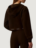 CK J D PRE Felpa cropped con cappuccio Terry logo CAFFE