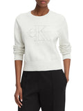 CK J D PRE Maglioncino girocollo logo outline GRIGIO CHIARO