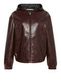 Giacca in similpelle cropped con cappuccio