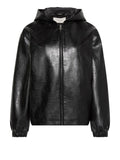 CK J D PRE Giacca in similpelle cropped con cappuccio nero