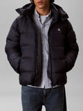 CK J U COL Piumino nylon zip e cappuccio blu