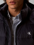 CK J U COL Piumino nylon zip e cappuccio blu