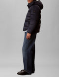 CK J U COL Piumino nylon zip e cappuccio blu