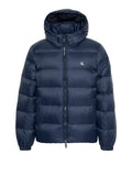 CK J U COL Piumino nylon zip e cappuccio blu