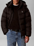 CK J U COL Piumino nylon zip e cappuccio nero