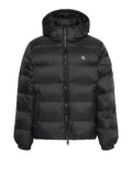 CK J U COL Piumino nylon zip e cappuccio nero