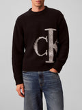 CK J U COL Pollover in lana con macrologo nero