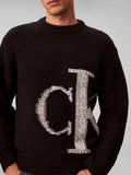 CK J U COL Pollover in lana con macrologo nero