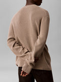 CK J U COL Maglioncino girocollo classic waffle in cotone BEIGE SCURO