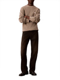 CK J U COL Maglioncino girocollo classic waffle in cotone BEIGE SCURO
