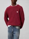 CK J U COL Maglioncino girocollo classic waffle in cotone BORDEAUX