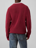 CK J U COL Maglioncino girocollo classic waffle in cotone BORDEAUX
