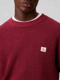CK J U COL Maglioncino girocollo classic waffle in cotone BORDEAUX