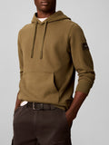 CK J U COL Felpa cappuccio 350terry badge VERDE SCURO