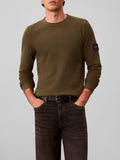 CK J U COL Maglioncino girocollo waffle badge VERDE SCURO