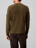 CK J U COL Maglioncino girocollo waffle badge VERDE SCURO