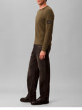 CK J U COL Maglioncino girocollo waffle badge VERDE SCURO
