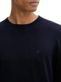 CK U COL Maglioncino girocollo lana merino blu