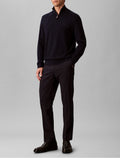 CK U COL Maglione lana mezza zip blu